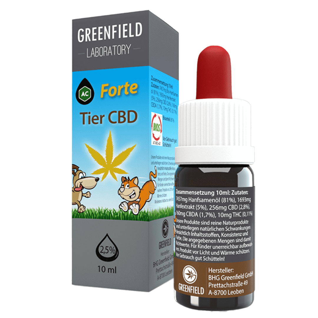 CBD Öl - Kleintier Forte 2,5 % - aktivierend - Greenfield 