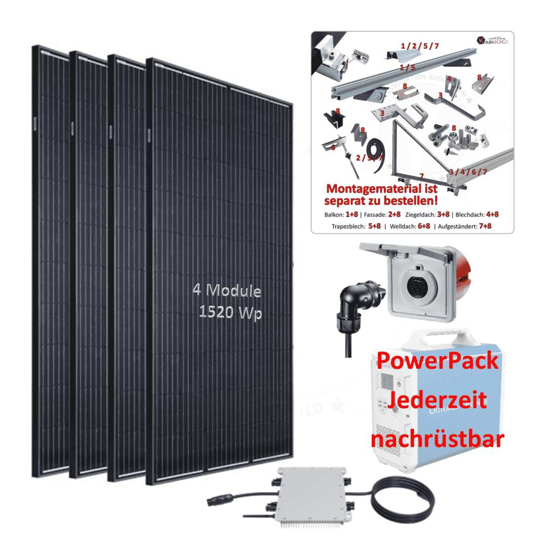 Photovoltaik Sonnenkraftwerk 1520 Wp mit 1,3 kVA WR