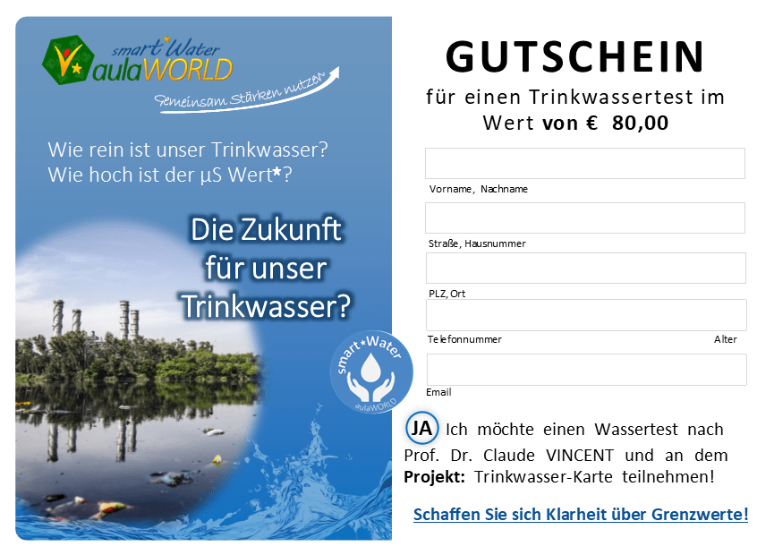 Gutschein - Wassertest nach Prof. Claude VINCENT - Gründer-Aktion